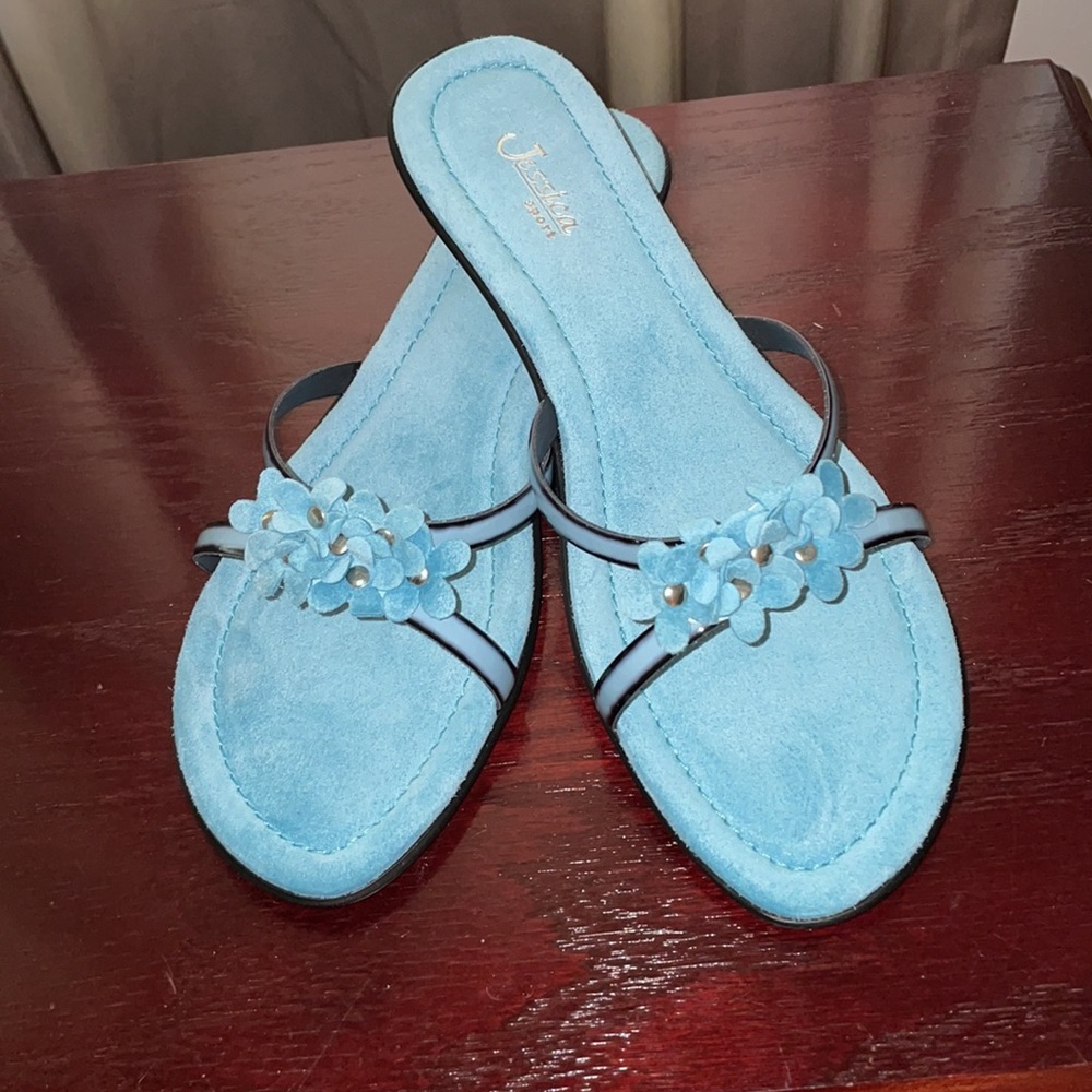 Sandals by Jessica, Light Blue W Flower 9B NIB - Picture 5 of 14